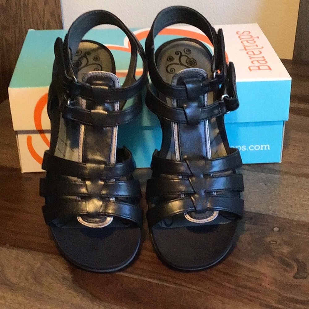 “Baretraps” Black Leather Sandals